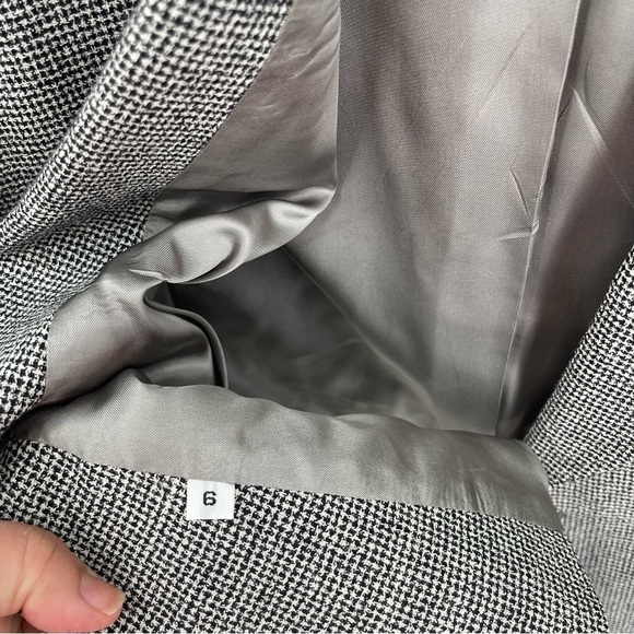 Brooks Brothers Double-breasted Wool 6 Houndstooth Women’s Blazer Black Collared - Picture 6 of 9